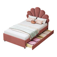 POLSTERBETT 90/200 cm Bohnenrot aus Samt mit 2 Schubladen - Dunkelrosa, Textil (90/200cm) - OKWISH