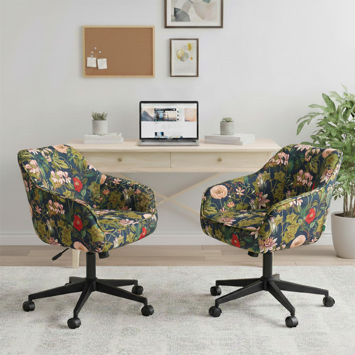 BÜROSTUHL Mika-Elio 2er-Set - Multicolor/Schwarz, Textil/Metall (60/79/61cm) - DUBI Möbel