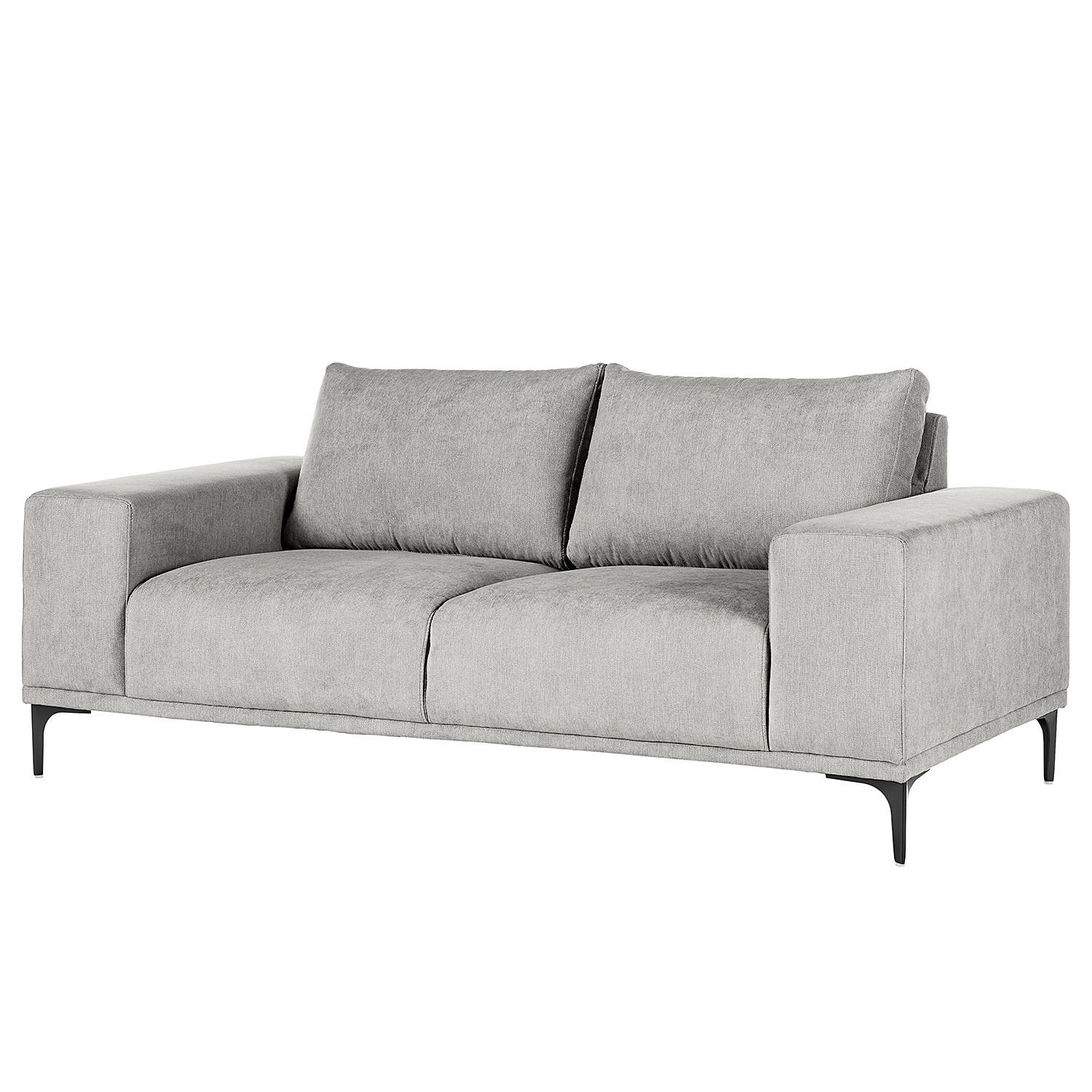 2-SITZER SOFA - Schwarz/Grau, Textil/Metall (180/78/91cm) - home24