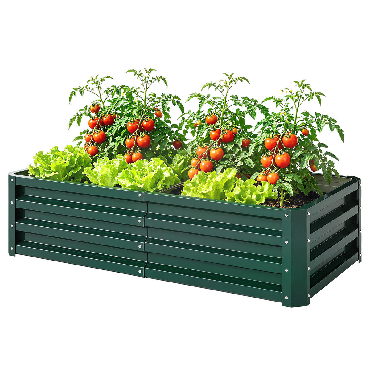 HOCHBEET DE-12128 rechteckig 120/60/30 cm aus Wellblech Dunkelgrün - Grün, Metall (120/30.5/60cm) - ComfortXL