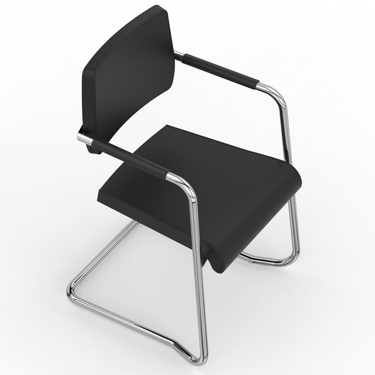 BESUCHERSTUHL V1207 Echtleder Schwarz - ergonomisch, 150 kg belastbar - Schwarz, Leder/Kunststoff (55/86/55cm) - Versee