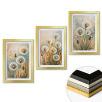 WANDBILDER 3er Set - 20x30 cm Goldrahmen - Löwenzahnblüten, pastellfarbene Gräser - Goldfarben, Kunststoff (20/30cm) - ArtPrintCave