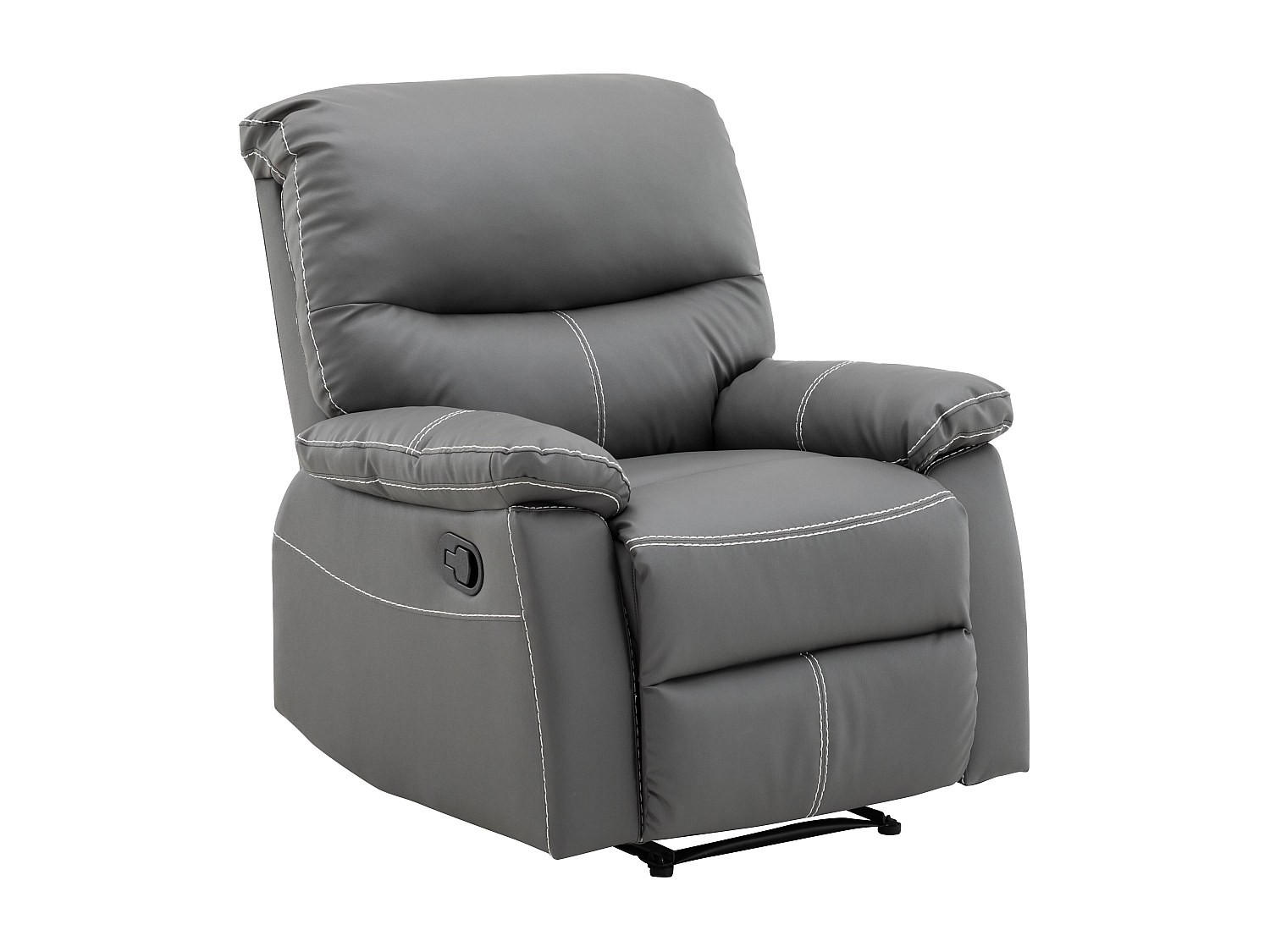 RELAXSESSEL - 1 -Sitzer - Kunstleder - grau - CANBY - Grau, Leder (79/95/90cm) - Vente-Unique
