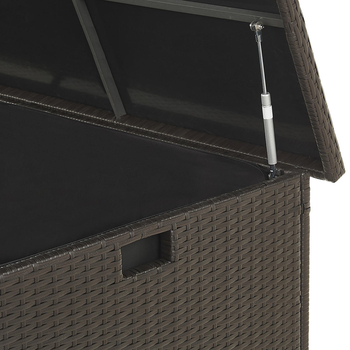 AUFLAGENBOX Rattan braun 155/75 cm Modena - Schwarz/Braun, Kunststoff (155/80/75cm) - Beliani