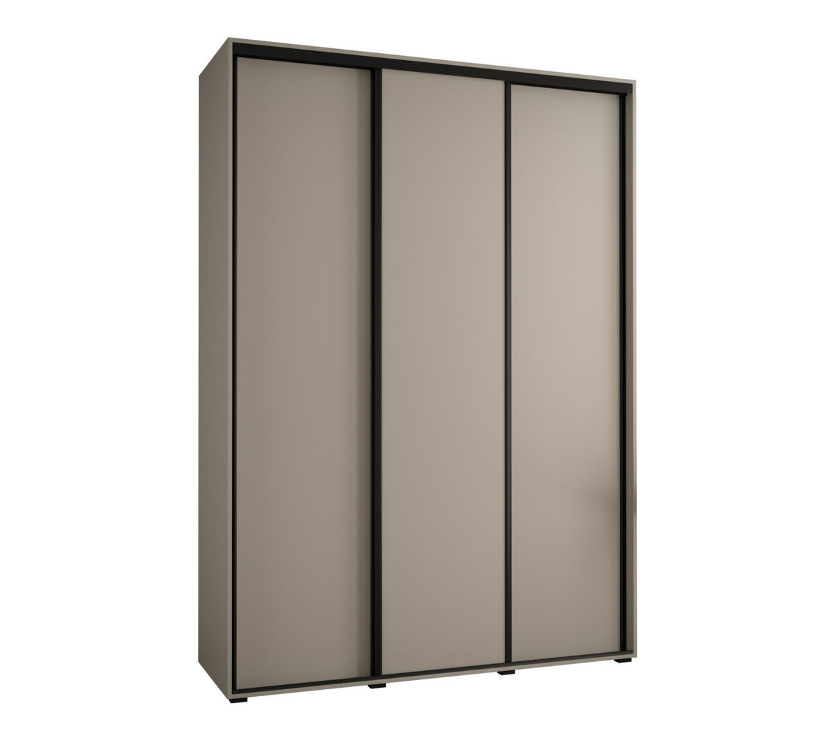 SCHWEBETÜRENSCHRANK 235,2/170/60 3-türig - Kaschmir/Schwarz, Holz/Metall (170/235.2/60cm) - MÖBEL KRYSPOL