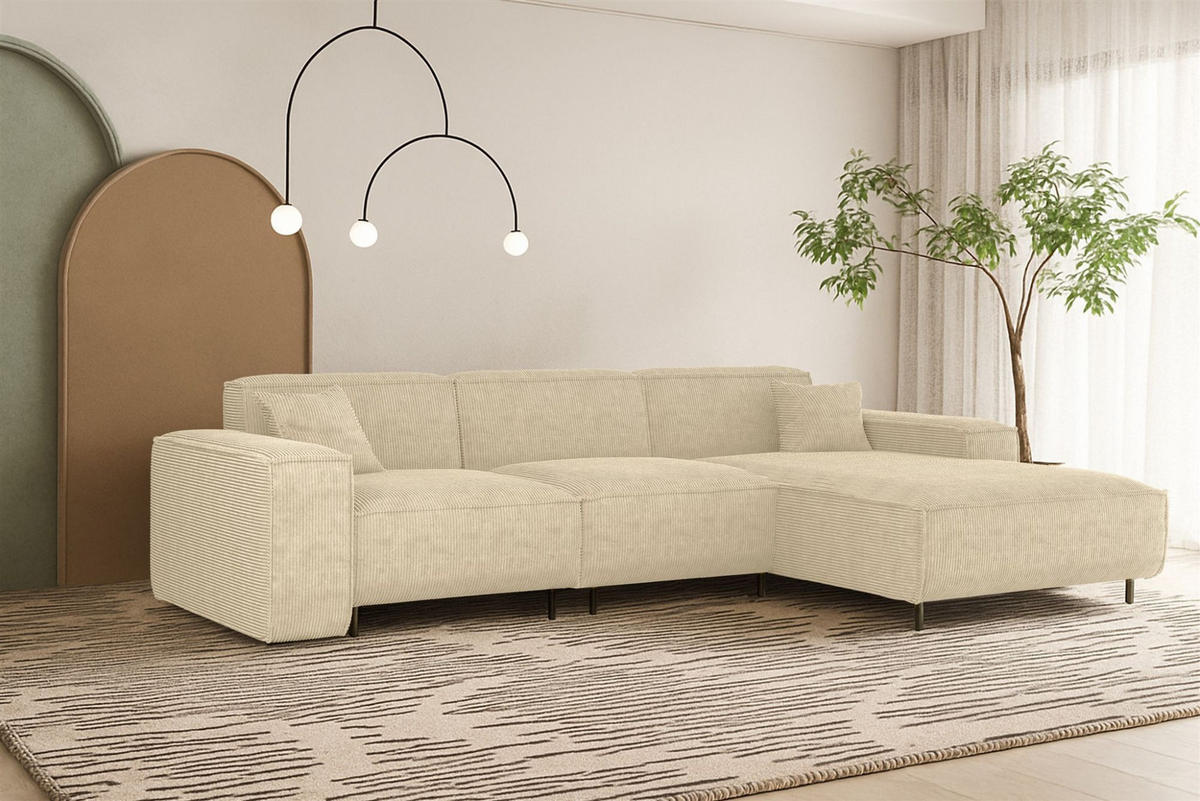 ECKSOFA Gloria In Scala - Creme, Holzwerkstoff/Textil (266/165cm) - Fun Möbel