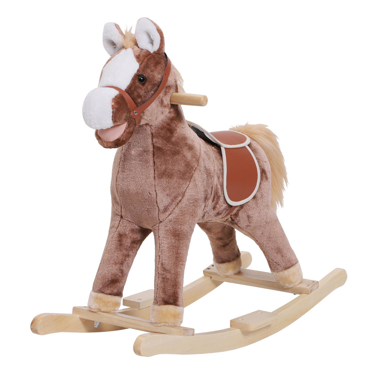 SCHAUKELPFERD DE-18227 im Cowboy-Stil, ab 36 Monaten Braun-Weiß - Braun, Holzwerkstoff (33/62/74cm) - ComfortXL