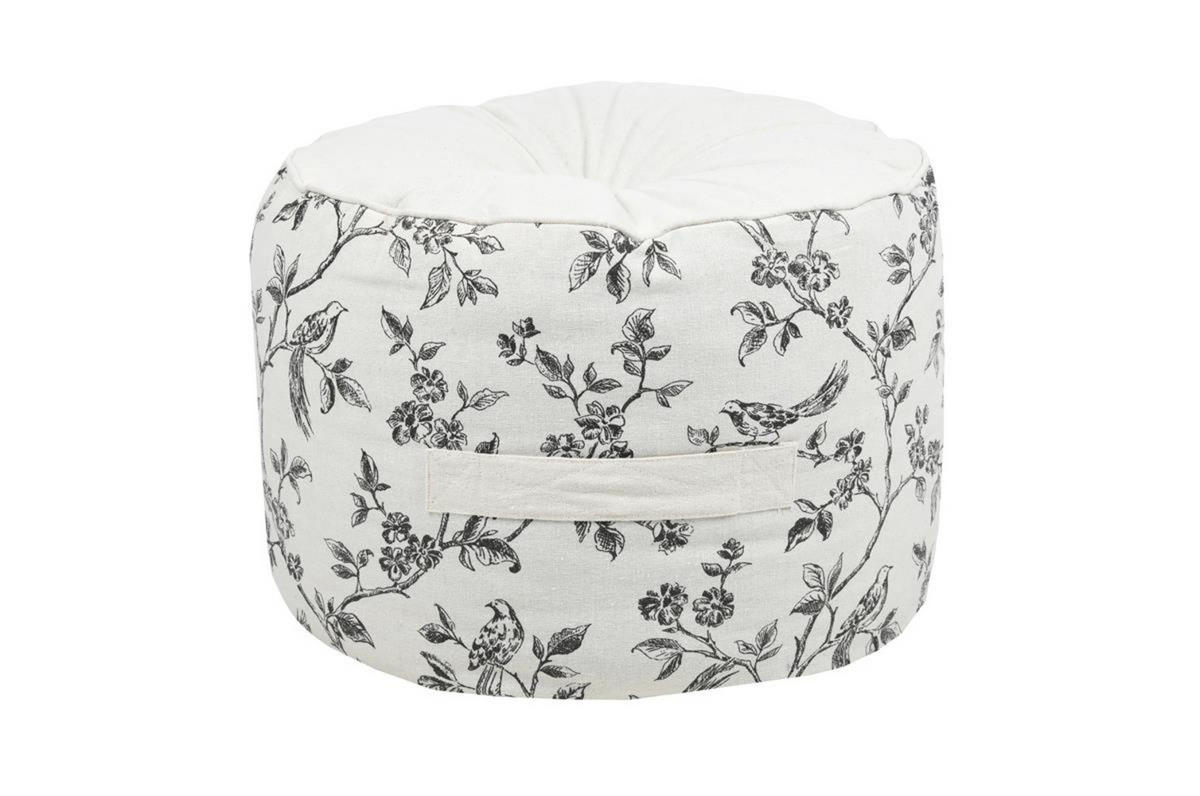 POUF Clarine Ø 40 cm - Weiß, Naturmaterialien (40/30/40cm)