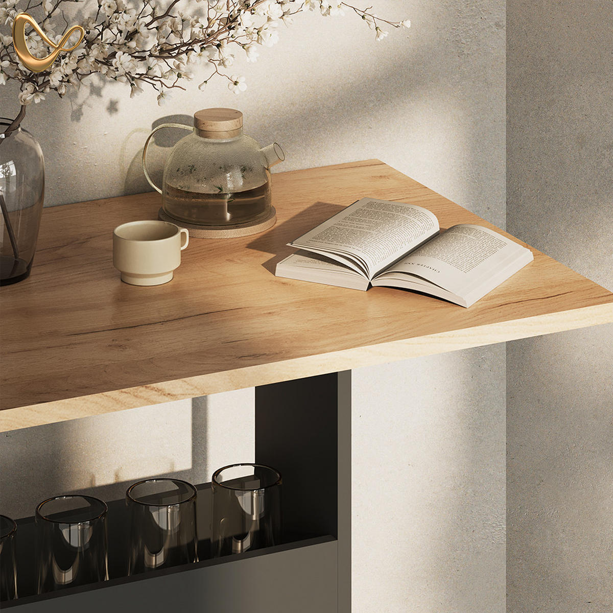BARTISCH Regusa Goldkraft Eiche/Anthrazit 110 x 55 cm - Honigeiche/Anthrazit, Holzwerkstoff (55/110/106cm) - Livinity®