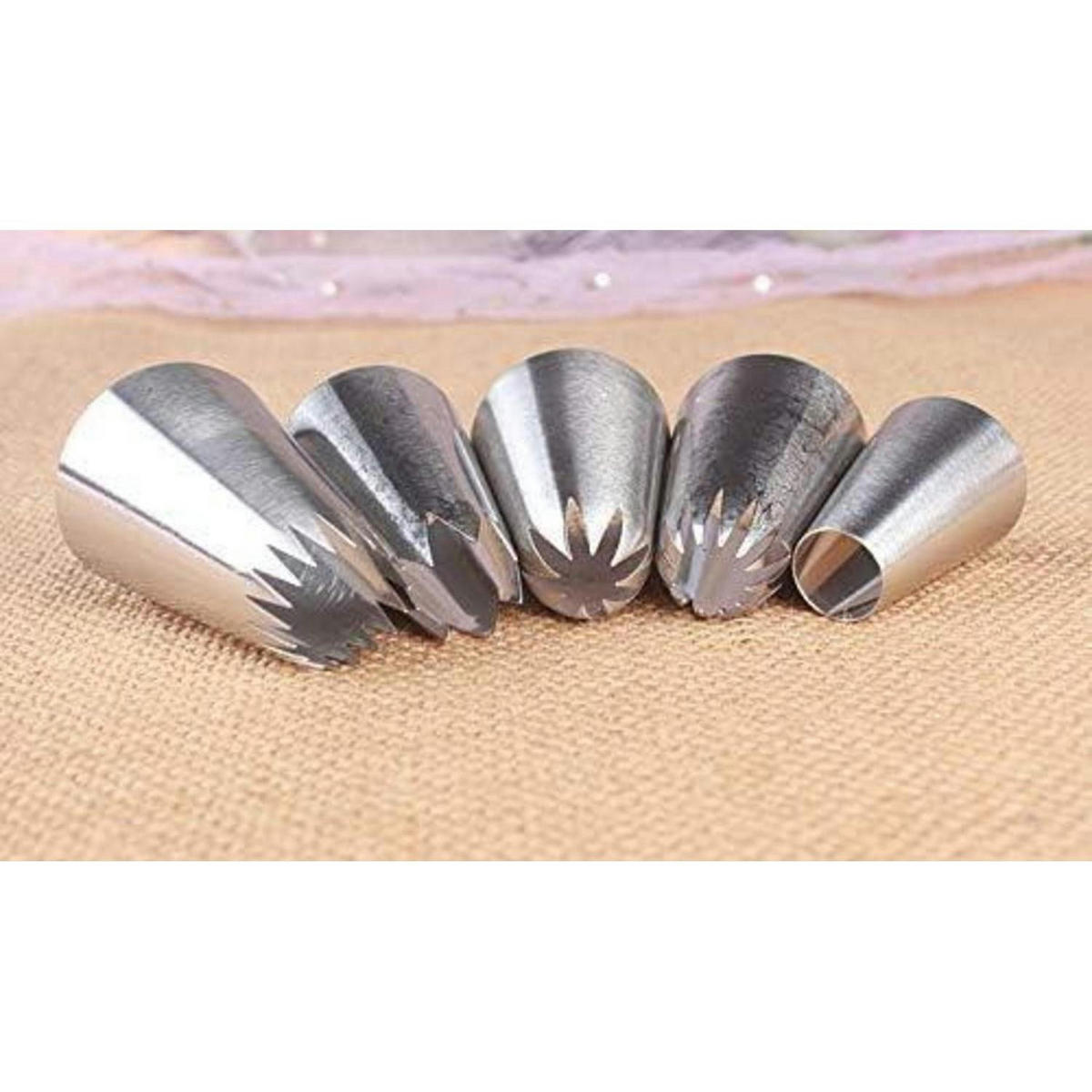 SPRITZTÜLLEN 5-teiliges Set Edelstahl - Silberfarben, Metall (3.5/1/5cm)