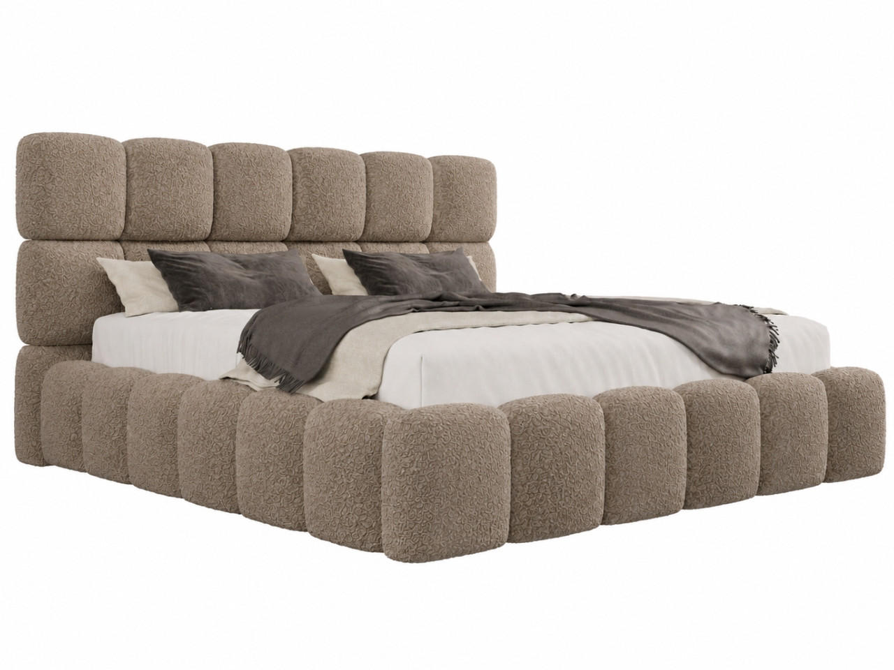 POLSTERBETT TESSA 160x200 cm in Braun, gepolstertes Kopfteil, Metalllattenrost, Bettkasten, Bouclé-Stoff - Braun, Holz/Textil (160/200cm) - EMLAR Home
