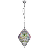 LED HÄNGELEUCHTE GELASIUS Silber Bunt - Multicolor, Metall (27/27/120cm) - Globo Lighting