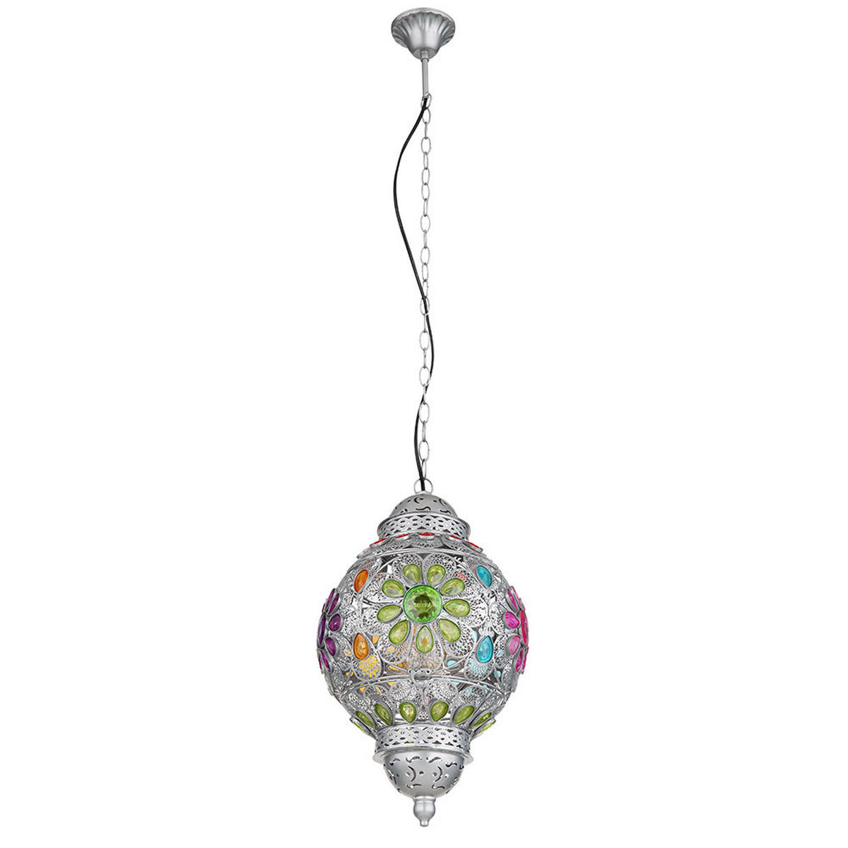 LED HÄNGELEUCHTE GELASIUS Silber Bunt - Multicolor, Metall (27/27/120cm) - Globo Lighting