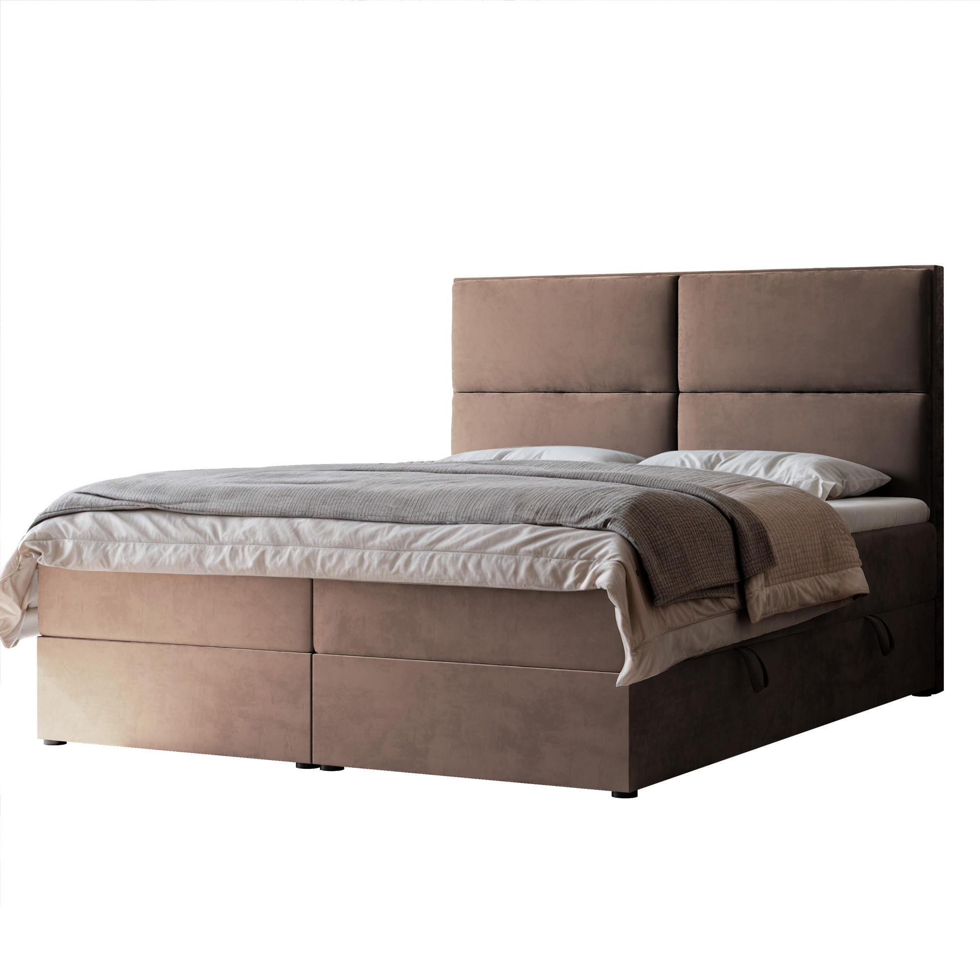 BOXBETT 120x200 cm mit Topper - Braun, Holzwerkstoff/Textil (200/200cm) - Idohome