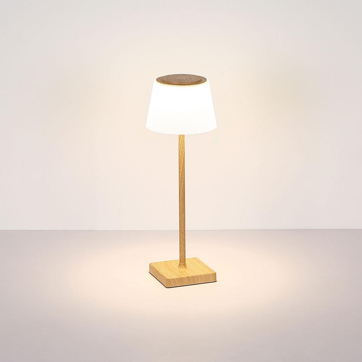 LED TISCHLEUCHTE Holzoptik Braun - Braun, Kunststoff (13/13/38cm) - Globo Lighting