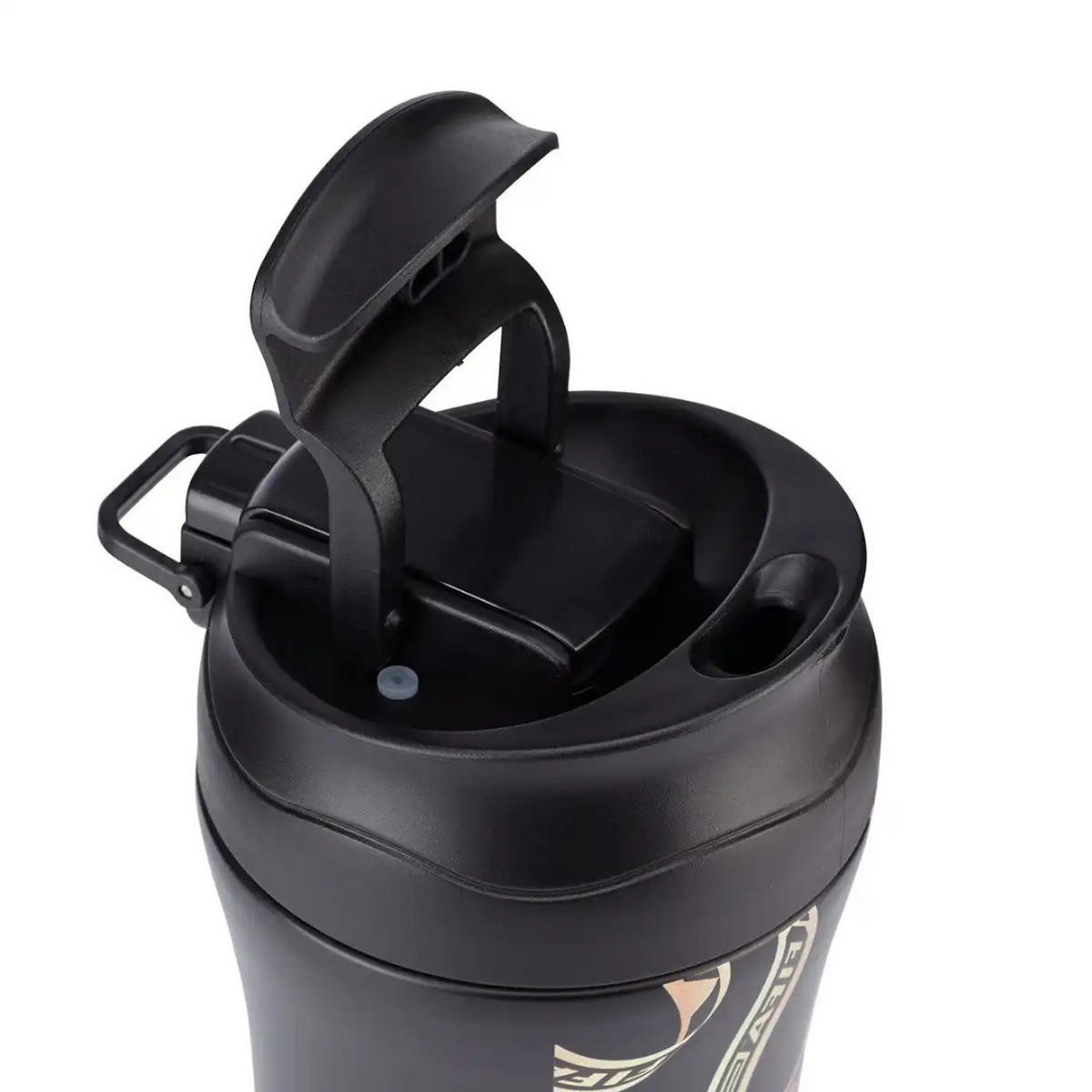 THERMOSFLASCHE 279 Schwarz, 400 ml, Edelstahl, Isolierflasche, Auslaufsicher, Thermobecher, Heiß Kalt, Coffee To Go, Premium, Reise, Outdoor, Büro - Goldfarben/Schwarz, Kunststoff/Metall (0.4L) - JUNG