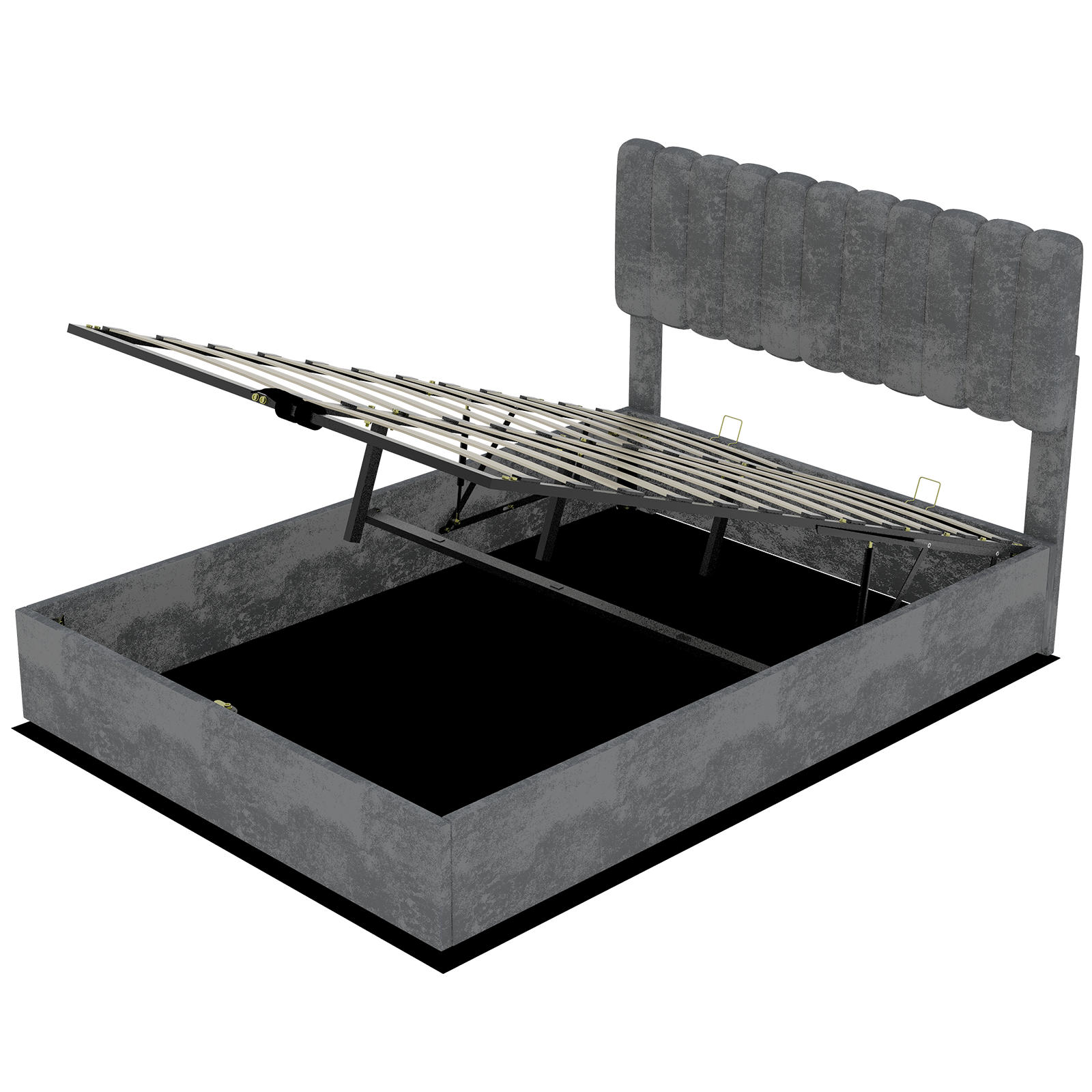 POLSTERBETT 140/200 cm DE-33015 mit Gaslift-Stauraum Grau - Grau, Metall (140/200cm) - ComfortXL