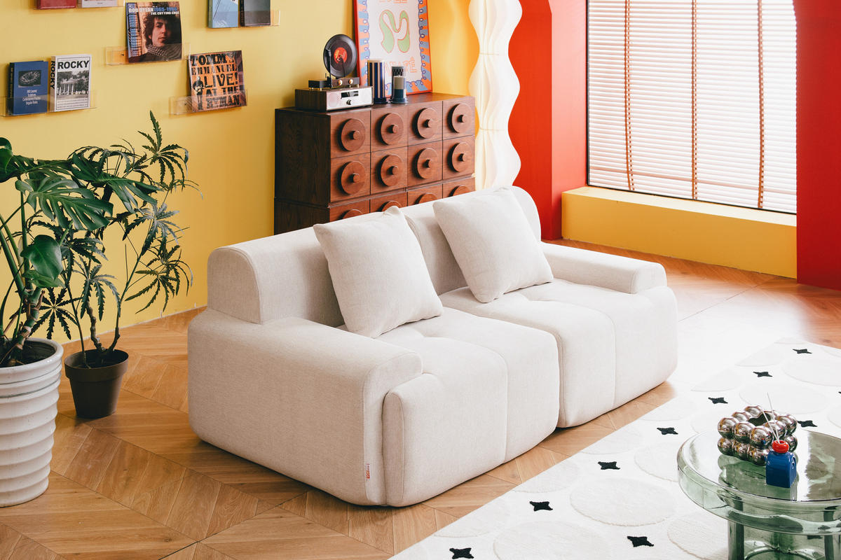 2-SITZER-SOFA Chenille Elfenbeinweiß - Creme, Textil (180/73/95cm) - MILYsofa