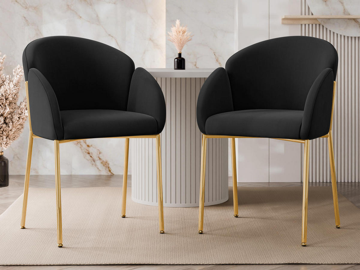 STUHL-SET Muz DC-1257/GL - Goldfarben/Schwarz, Textil/Metall (56/80/63cm) - MIRJAN24