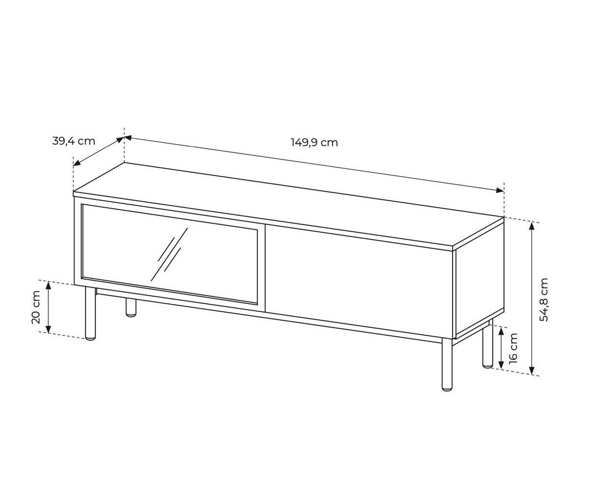 TV-LOWBOARD LANG Schwarz 150x40x55 cm - Schwarz, Holzwerkstoff (150/55/40cm) - FURNLUX