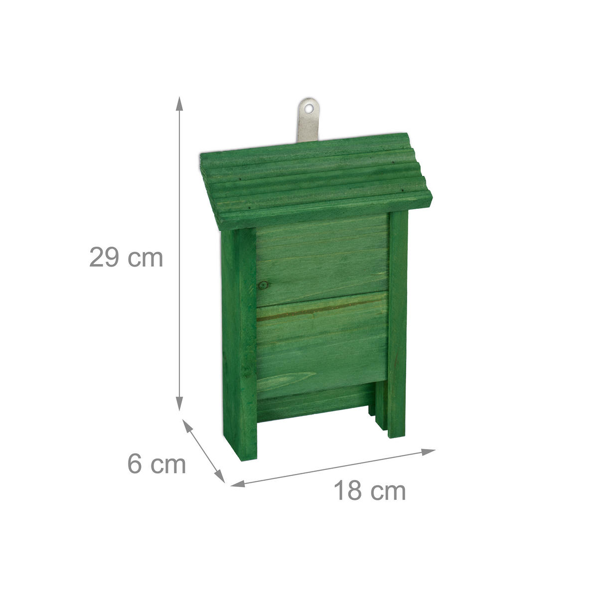 FLEDERMAUSKASTEN - Grün, Holz/Metall (18/29/6cm) - Relaxdays