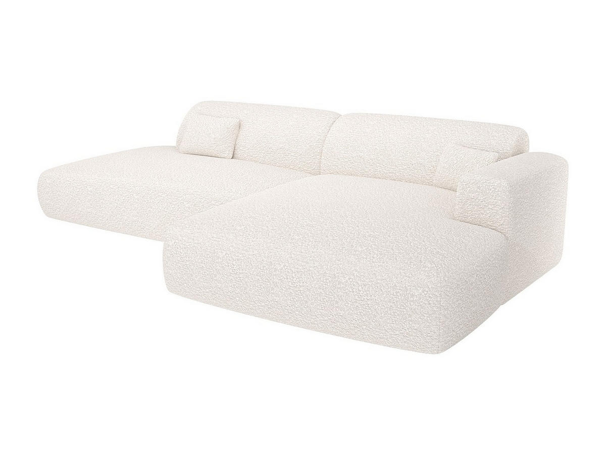 ECKSOFA - Ecke rechts - offenes Ende - Bouclé-Stoff - Weiß - POGNI - Weiß, Textil (300/160cm) - Vente-Unique