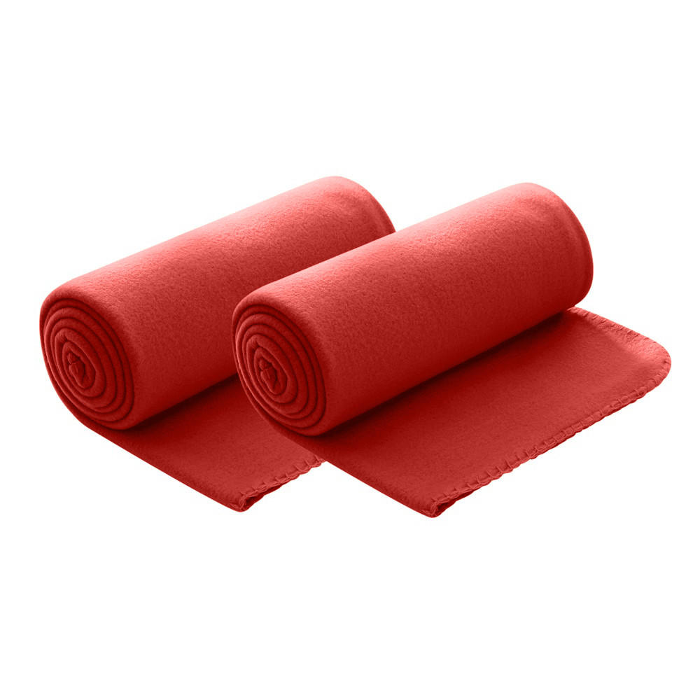 FLEECEDECKE 2er Set rot 130/160 cm Kettelrand Anti-Pilling - Rot, Textil (130/160cm) - wometo