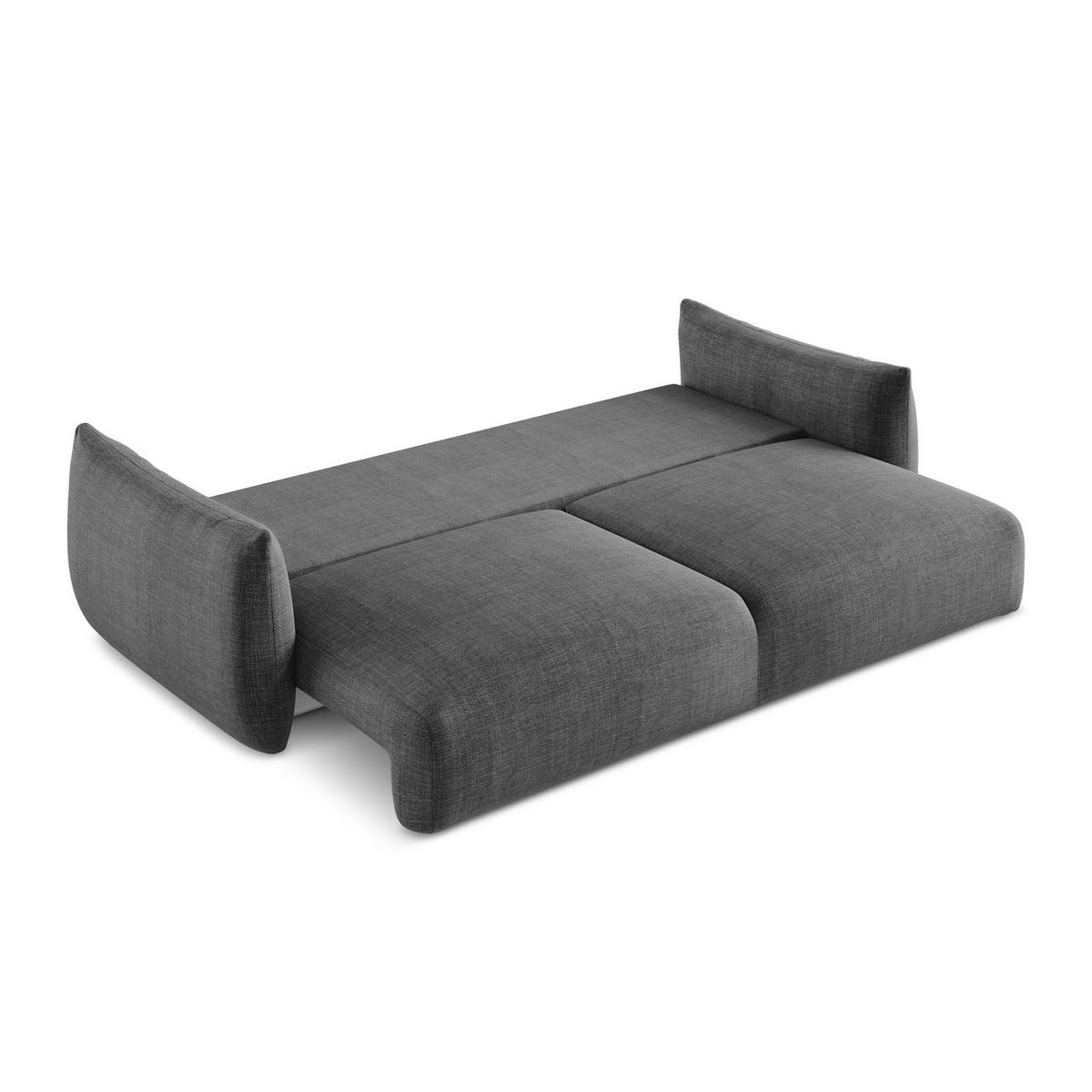 3-SITZER SOFA mit Schlaffunktion Strukturstoff Grau - Dunkelgrau/Schwarz, Holzwerkstoff/Kunststoff (230/90/105cm) - LaMiaSofa
