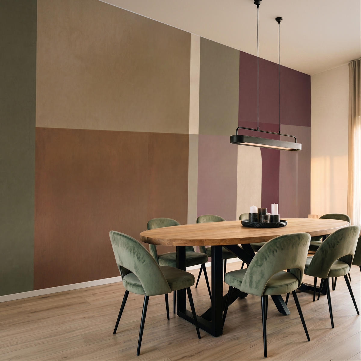 TAPETE - Unis - Abstrakt - Bordeaux - Linien - 450x260 cm - Multicolor, Papier (450/260cm) - OnlyWow