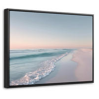 LEINWAND Bilder mit Rahmen - Küstenlinie - Pastell - Wasser - 40x30 - Pastellblau, Textil (40/30cm) - MuchoWow
