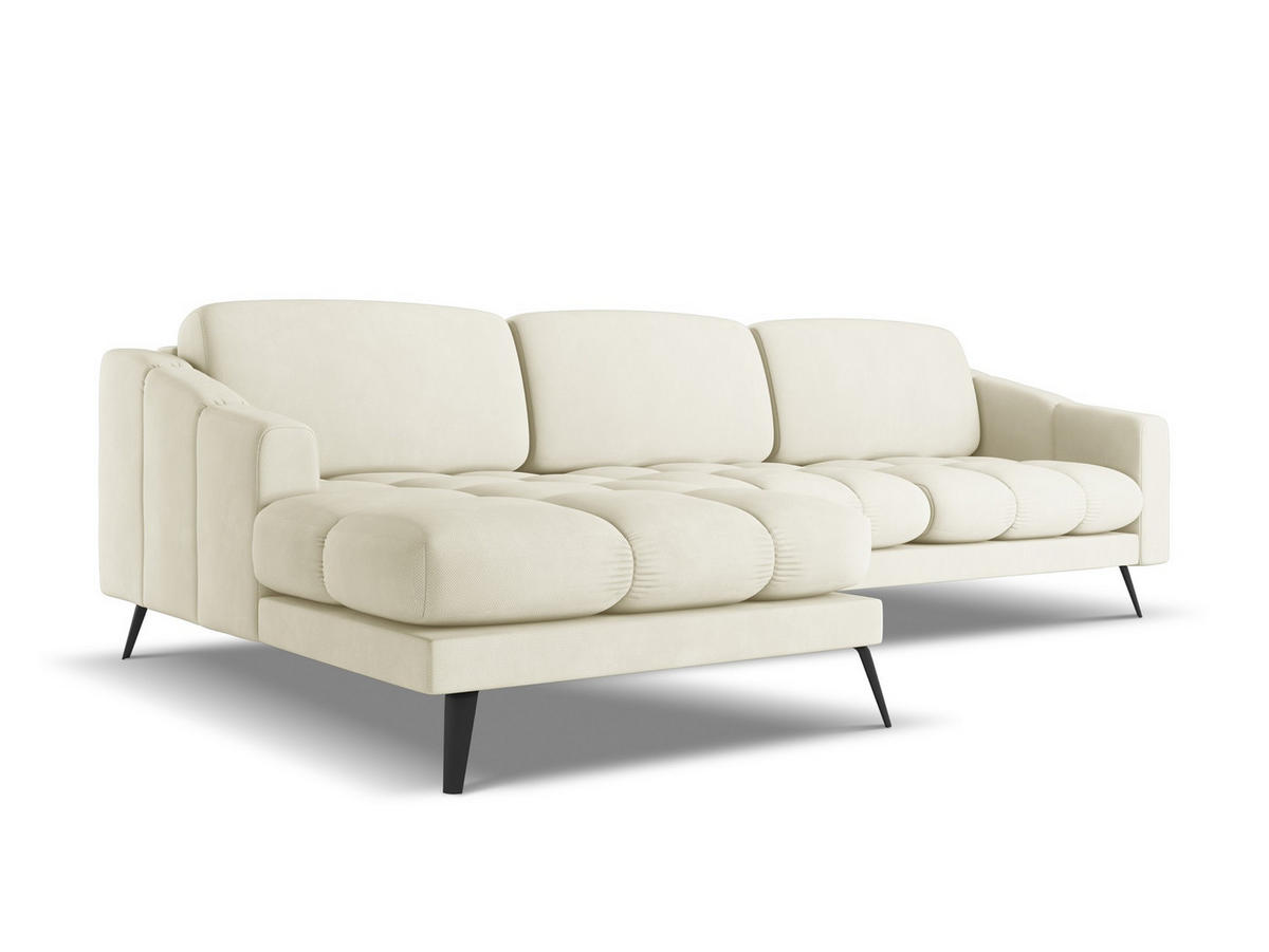 ECKSOFA mit Schlaffunktion Chenille Stoff Schwarz - Anthrazit/Schwarz, Textil/Metall (162/242cm) - Makamii