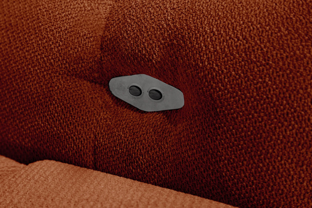 ECKSOFA KIMI 3-Sitzer, ausziehbarer Sitz, verstellbare Kopfstützen, rot - Rot/Schwarz, Holzwerkstoff/Textil (270/160cm) - Courtois Laville