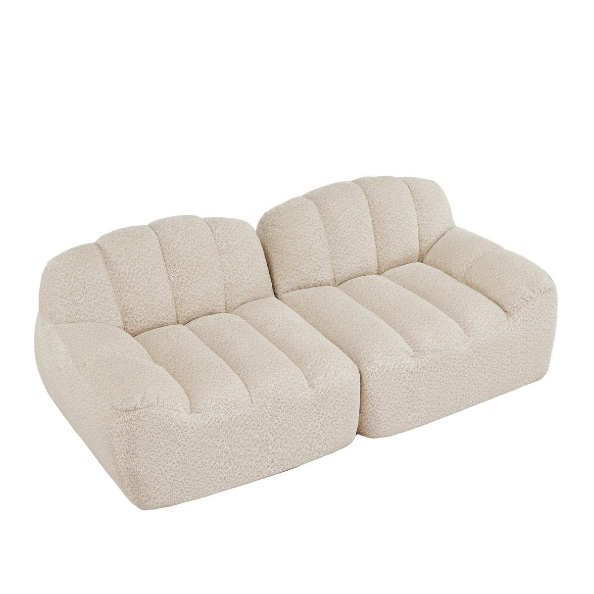 2-SITZER Sofa mit modularer Form und breiter Sitzfläche, ohne Montage erforderlich, Beige - Beige, Textil (210/79/104cm) - Redom