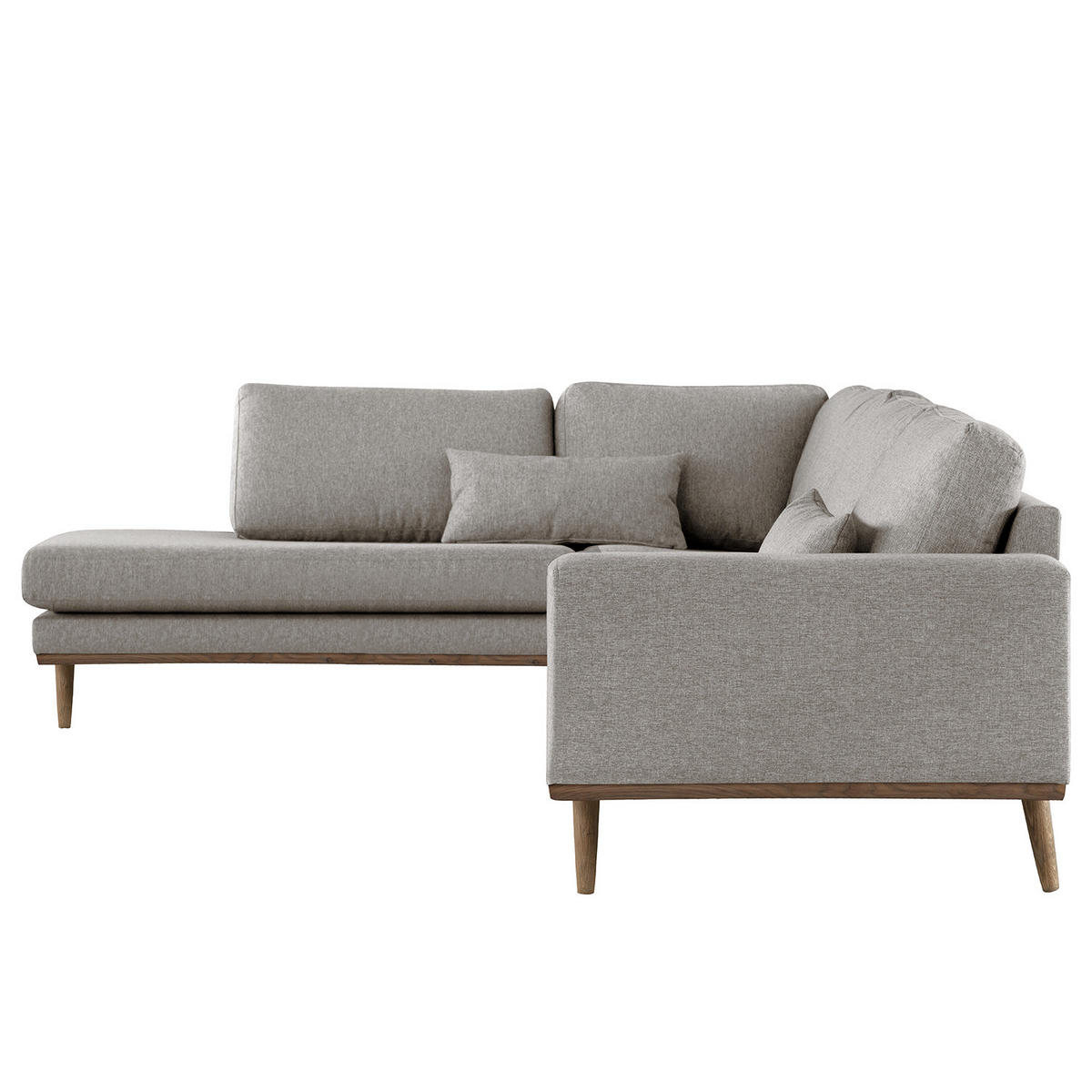 ECKSOFA mit Ottomane - Eichefarben/Graubraun, Eichenholz/Textil (287/219cm) - home24