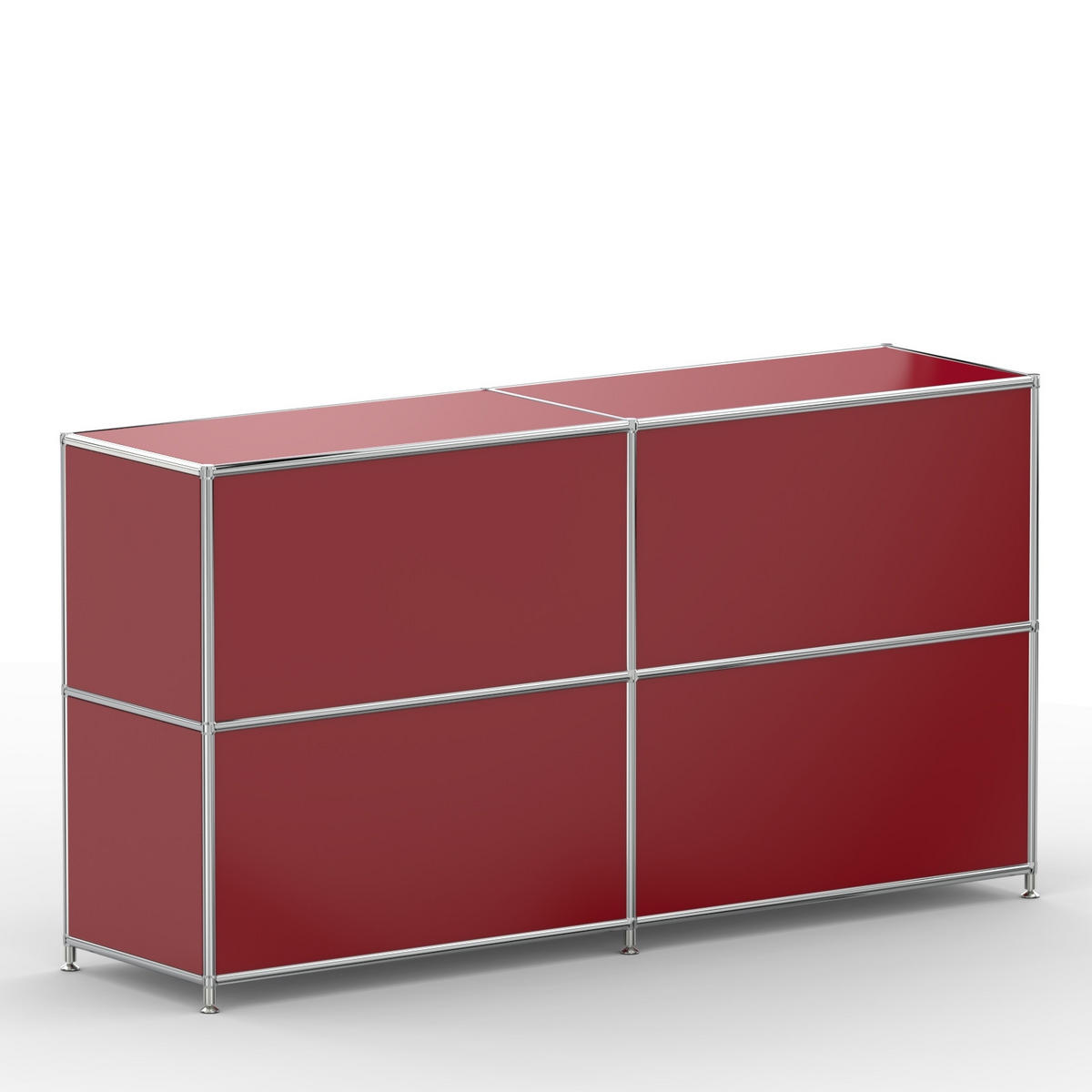 AKTENSCHRANK Büro, 4 offene Fächer, Breite 152 cm, Rubinrot - Chromfarben/Rot, Metall (40/80.5/152.2cm) - Versee
