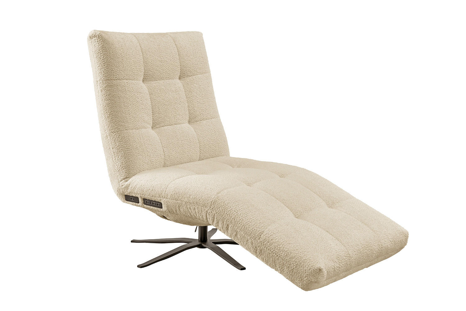 RELAXLIEGE LETICIA Beige Flachgewebe - Beige/Schwarz, Textil/Metall (82/115/156cm) - KAWOLA