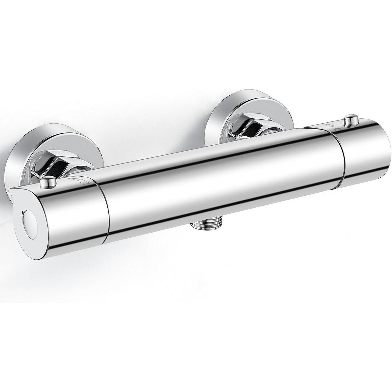 DUSCHARMATUR mit Thermostat Aufputz 150 mm Abstand - Silberfarben, Metall (7.7/7.5/31.2cm)