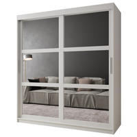 SCHWEBETÜRENSCHRANK 200/180/62 2-türig - Silberfarben/Weiß, Holz/Kunststoff (180/200/62cm) - MÖBEL KRYSPOL