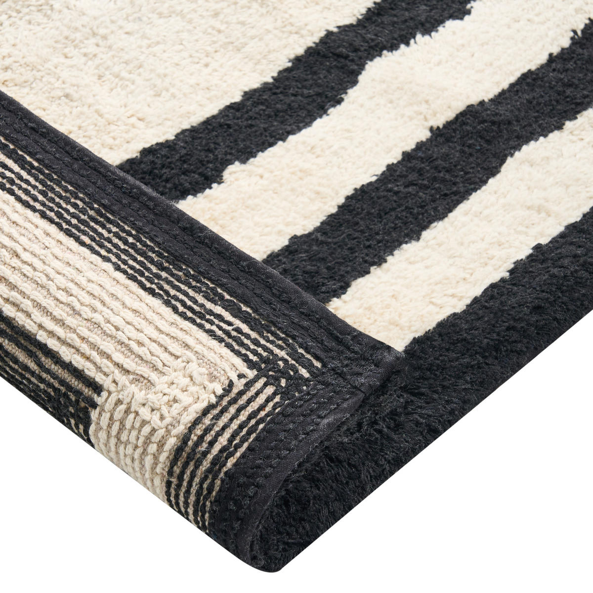 KOUPELNOVÁ PŘEDLOŽKA Černá/Béžová 60/90 cm Bavlna Risalu - černá/béžová, textil (60/90cm) - Beliani
