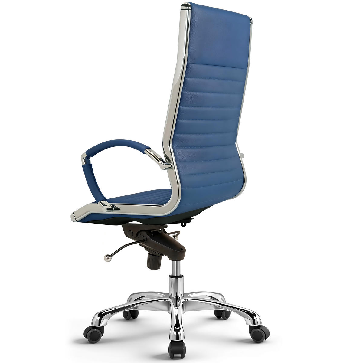 BÜROSTUHL Montreal Echtleder Blau – ergonomisch, 150 kg belastbar, Sitzhöhe 52-64cm - Blau, Leder/Metall (60/121/60cm) - Versee