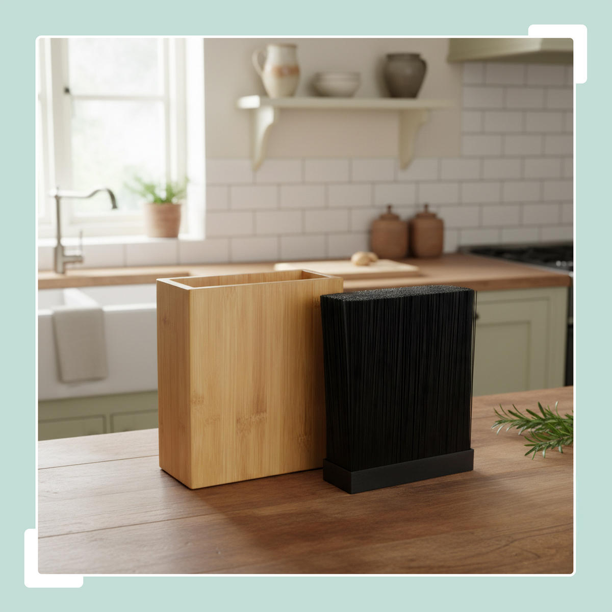 MESSERBLOCK - Hellbraun, Holz/Kunststoff (23/26/11.5cm) - Relaxdays