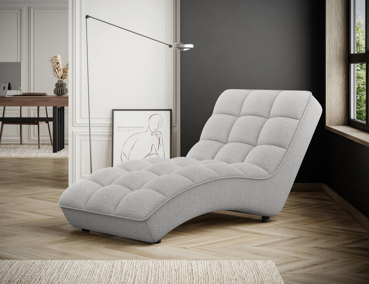 CHAISELONGUE Loren – Moderne Recamiere mit hoher Rückenlehne, HR-Kaltschaum und elegantem Design - Beige, Kunststoff (85/170/85cm) - Wohnideebilder