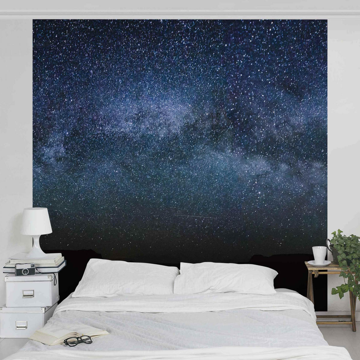 FOTOTAPETE Leuchten des Sternenhimmels 192/192 cm - Schwarz, Papier (192/192cm) - Bilderwelten