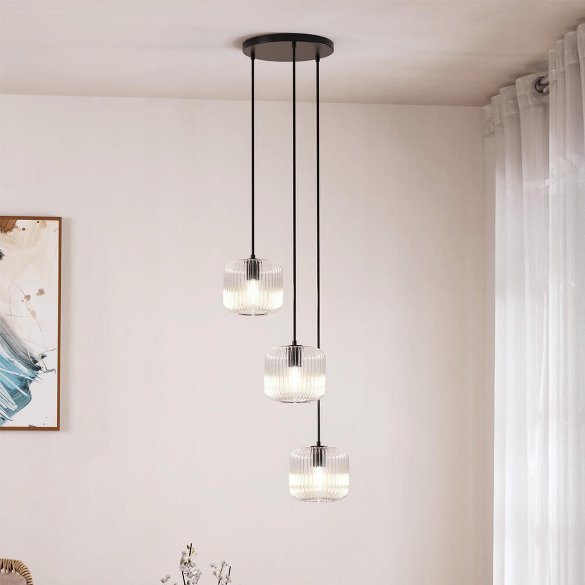 HÄNGELEUCHTE LILY - Transparent, Hängeleuchte - Transparent, Glas (30/30/149.7cm) - Home Deluxe