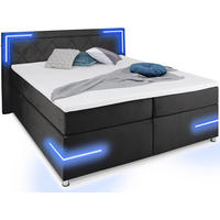 BOXSPRINGBETT Arizona Schwarz 160/200 cm H2/H3 Samt - Schwarz, Textil (160/200cm) - wonello