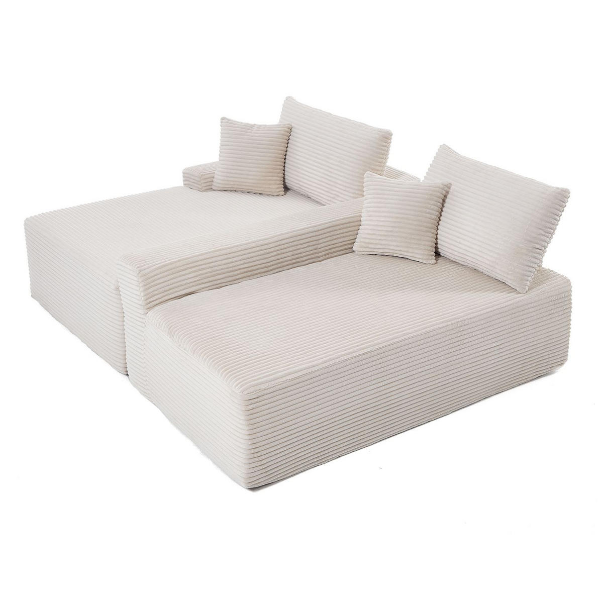 SOFA Coredo beige Cord - Beige, Textil (155/250cm) - Juskys