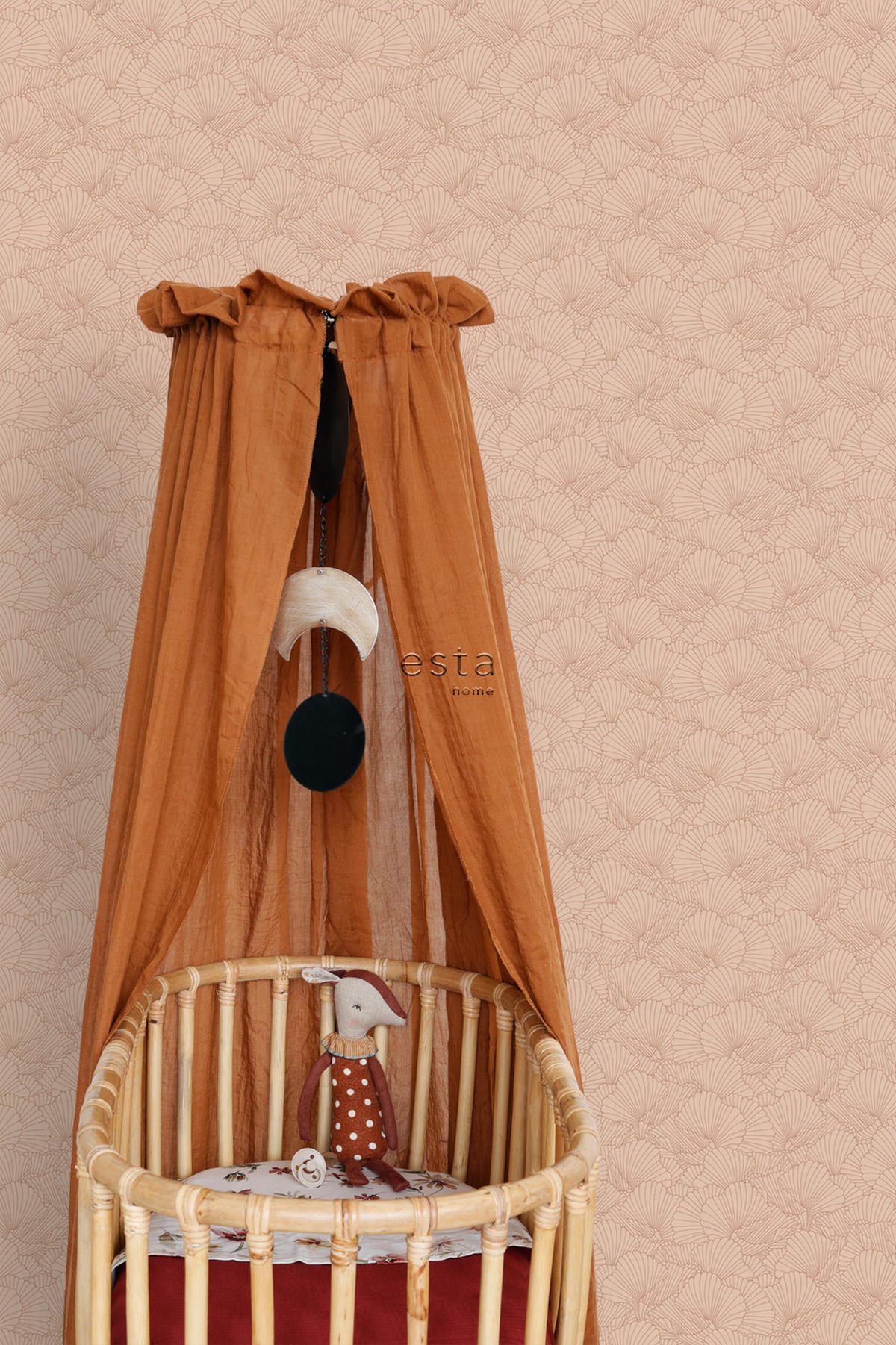 TAPETE gezeichnete Blätter 53 cm x 10.05 m - Terracotta, Papier (53/1000cm) - ESTAhome