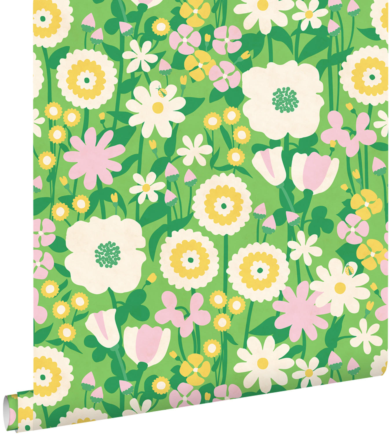 TAPETE Retro Blumen 50 x 900 cm - Grün, Papier (50/0.1cm) - ESTAhome