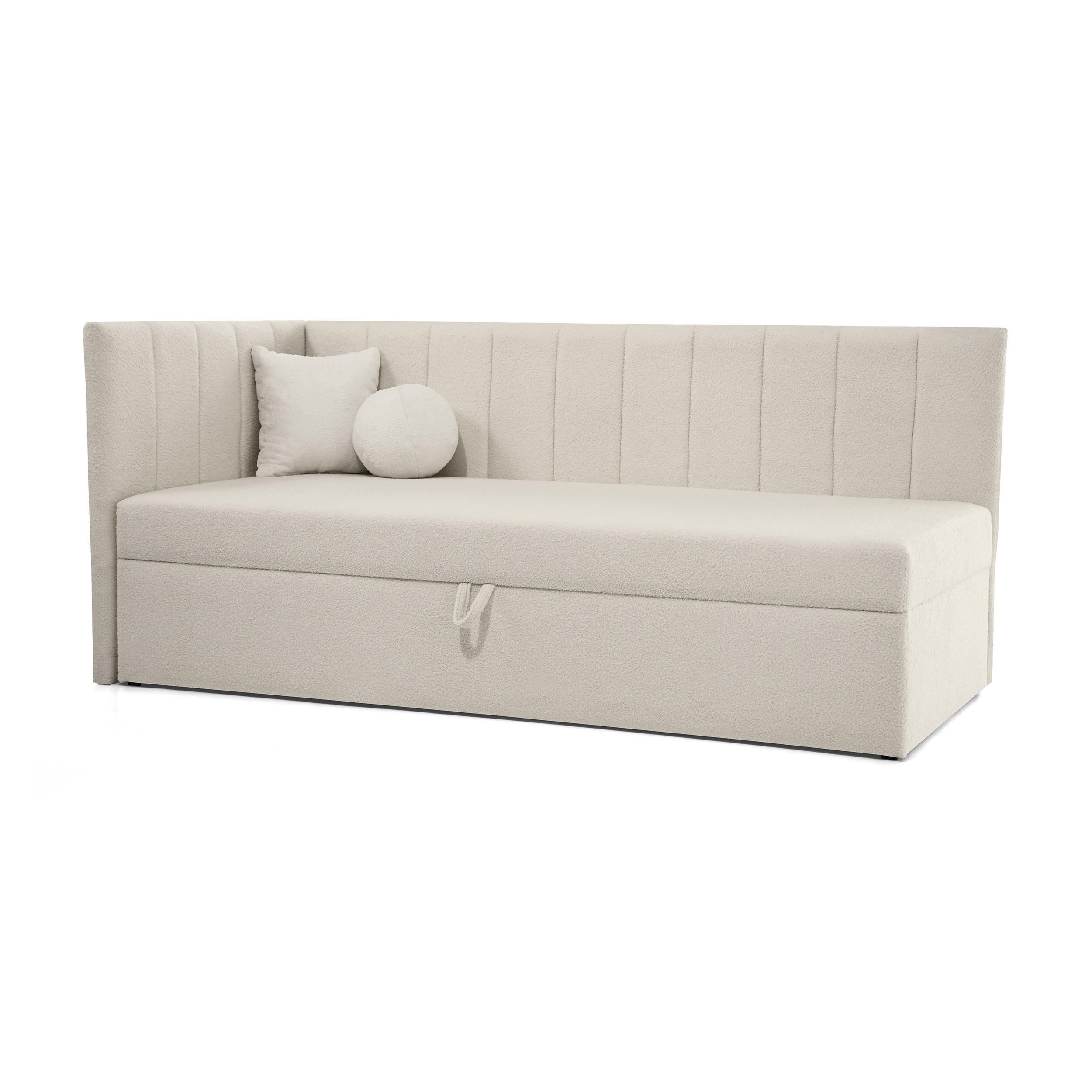 SCHLAFSOFA Rafi, Eckbett mit Bettkasten, 90x200 cm, Beige - Beige, Textil (209/94/102cm) - Beautysofa