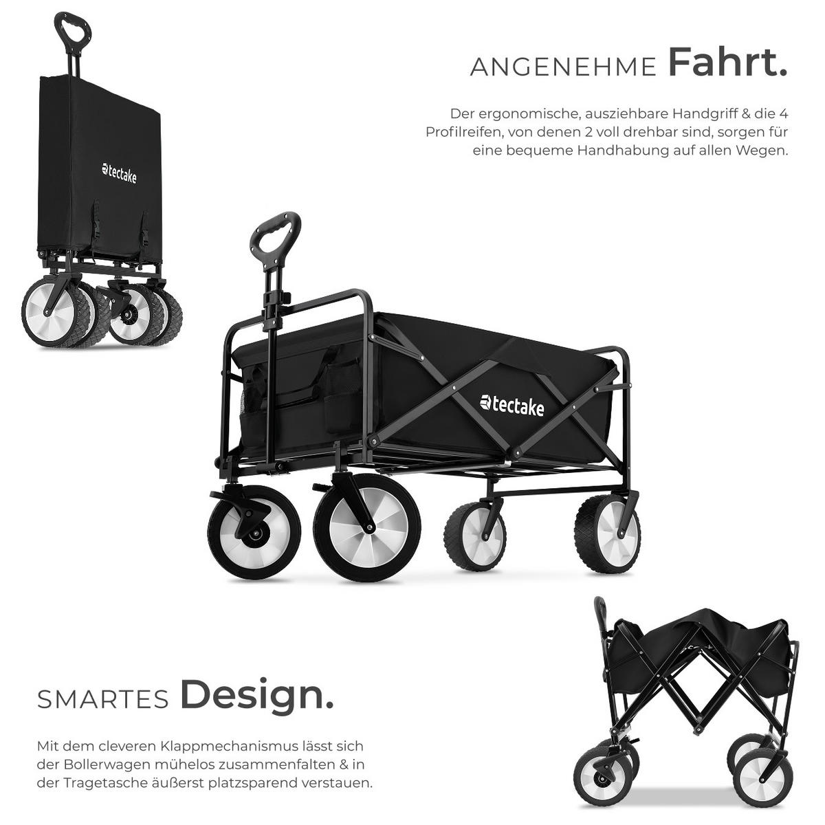 BOLLERWAGEN Leon, inklusive Tragetasche, Belastbarkeit 80 kg, schwarz - Schwarz, Kunststoff (53.5/101/91cm) - tectake